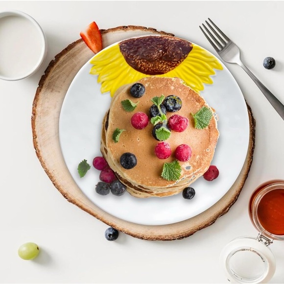 Sunflower 8 Inch Round Serving Platter White Serving Trays Set Of 4 (028) - Picture 4 of 5